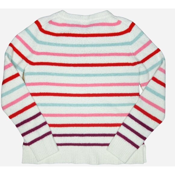 EUC Crewcuts Girls Sweater Fuzzy Cream W/ Colorful Stripes Sz L (10-11) ($70) - Picture 4 of 4